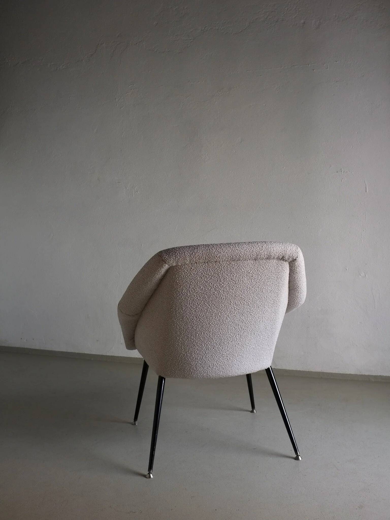 Gray boucle shell armchair | Germany | 1960s