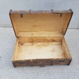Old wooden travel trunk case