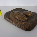 German bronze relief of mother with baby, 1940s.