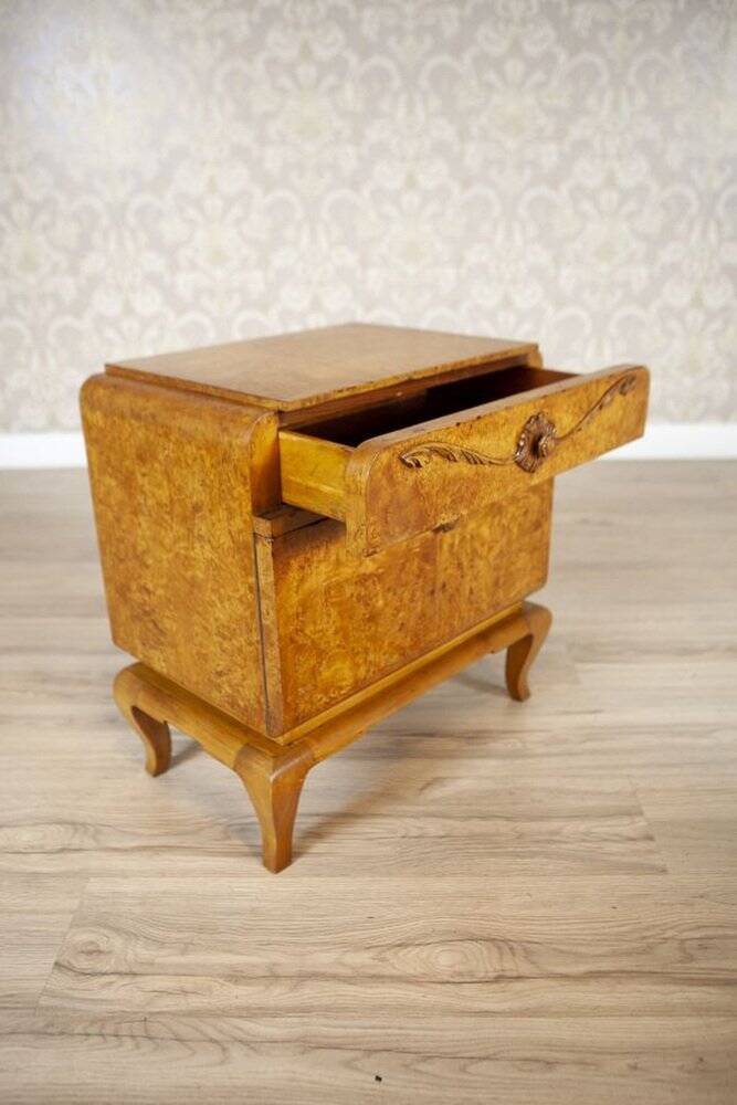 Early 20th Century Nightstands Veneered with Karelian Birch, 1950s, Set of 2