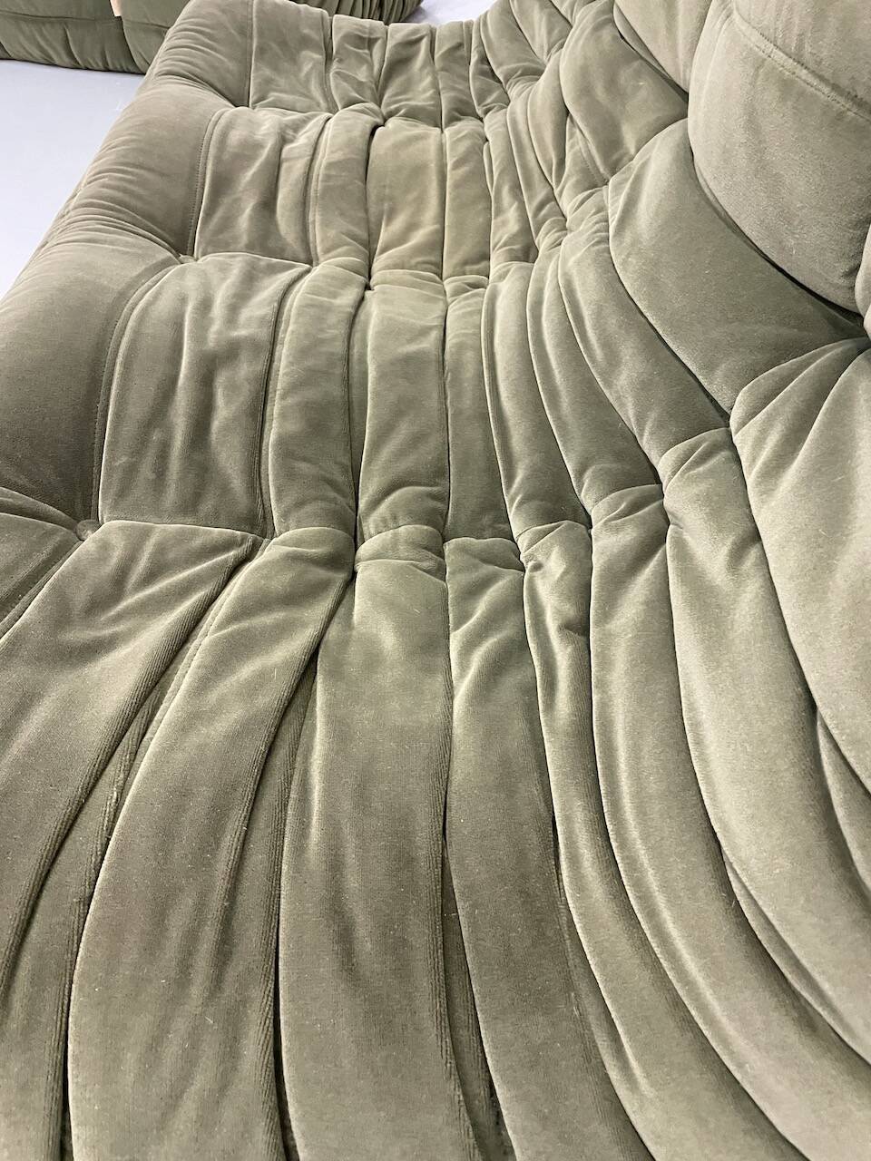 Vintage 2 and 3 seater green velvet togo set