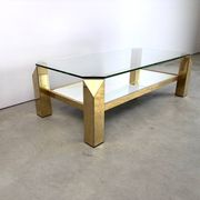 Table basse vintage en plaqué or 23 carats par Belgochrom, années 1970
