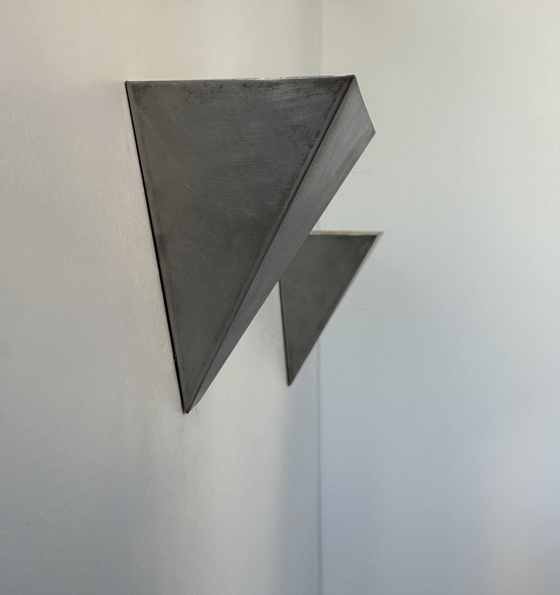 Pair of vintage wall lights, brushed metal, France 1970.
