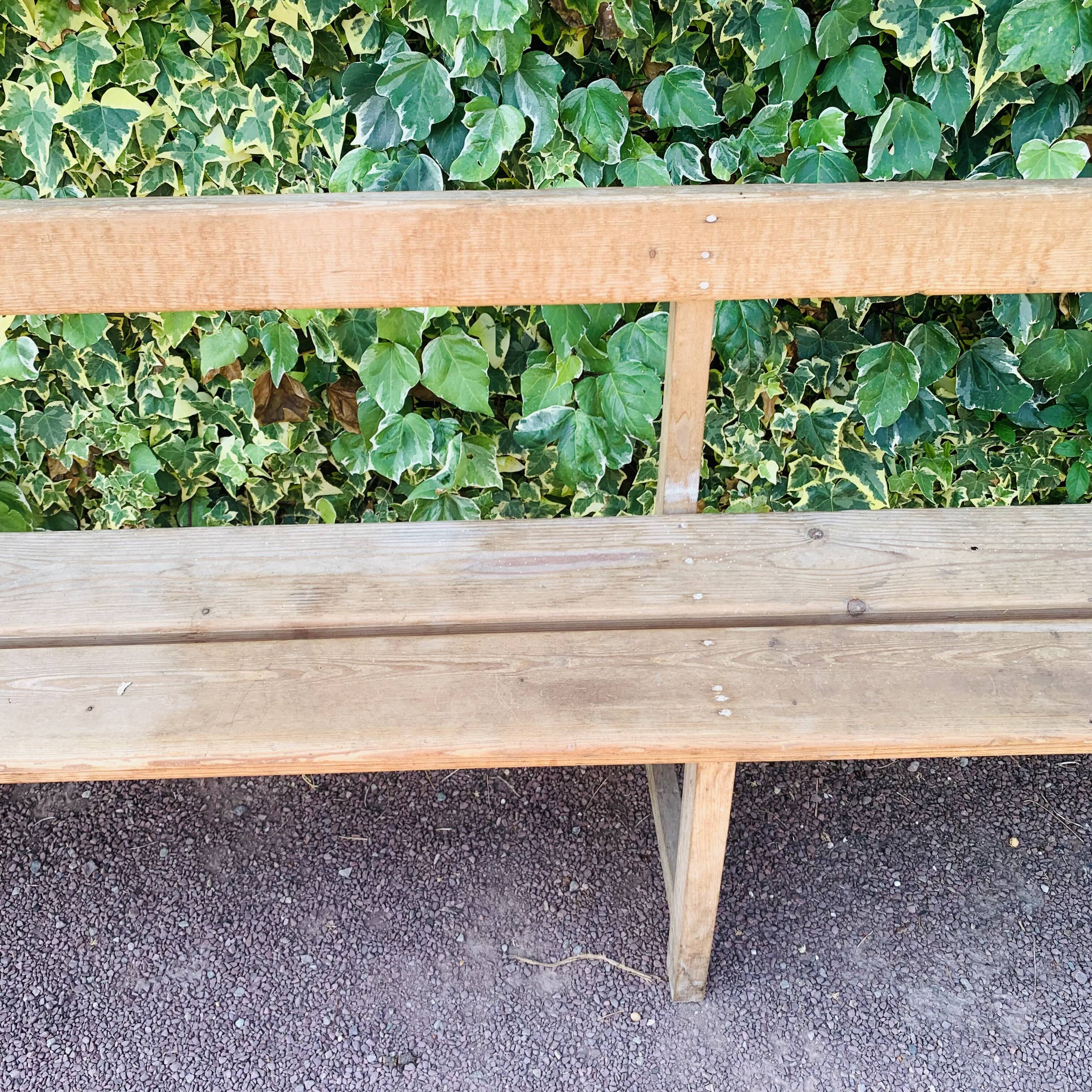 Old wooden church bench with backrest - 3 metres -