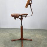 1930s Industrial Adjustable Swivel Chair with Leather Seat