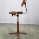 1930s Industrial Adjustable Swivel Chair with Leather Seat