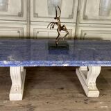 Blue granite table azul bahia and pierre limoneuse circa 1980