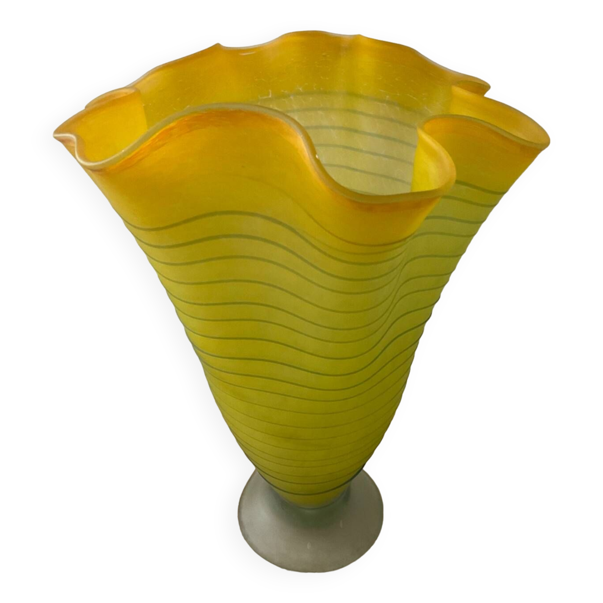 Vintage glass paste lamp with handkerchief neck