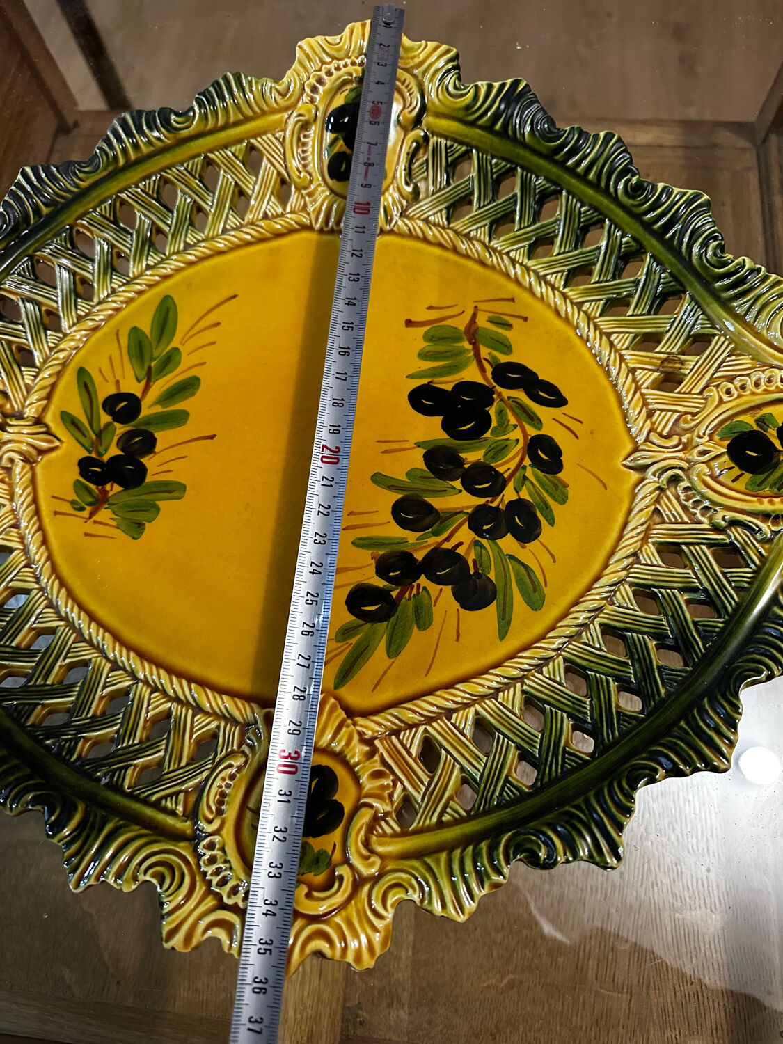 Ceramic plate Vallauris - Pierced decoration Olives - 1950s