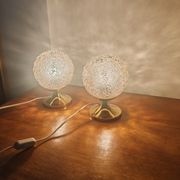 Pair of Space Age table lamps from the 70s – German design – Frosted glass "Ice"