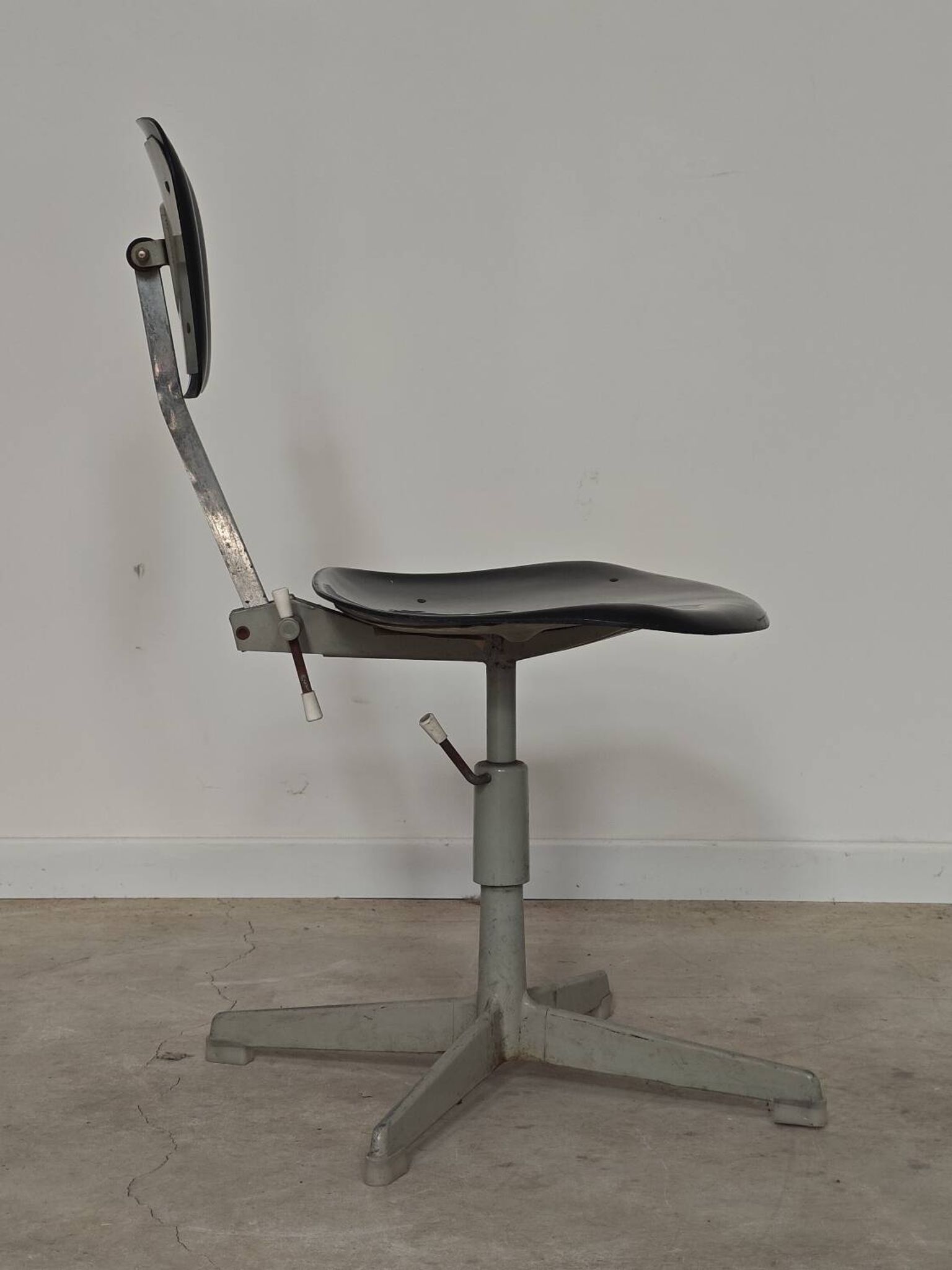1 adjustable industrial chair metal Czechoslovakia 1960