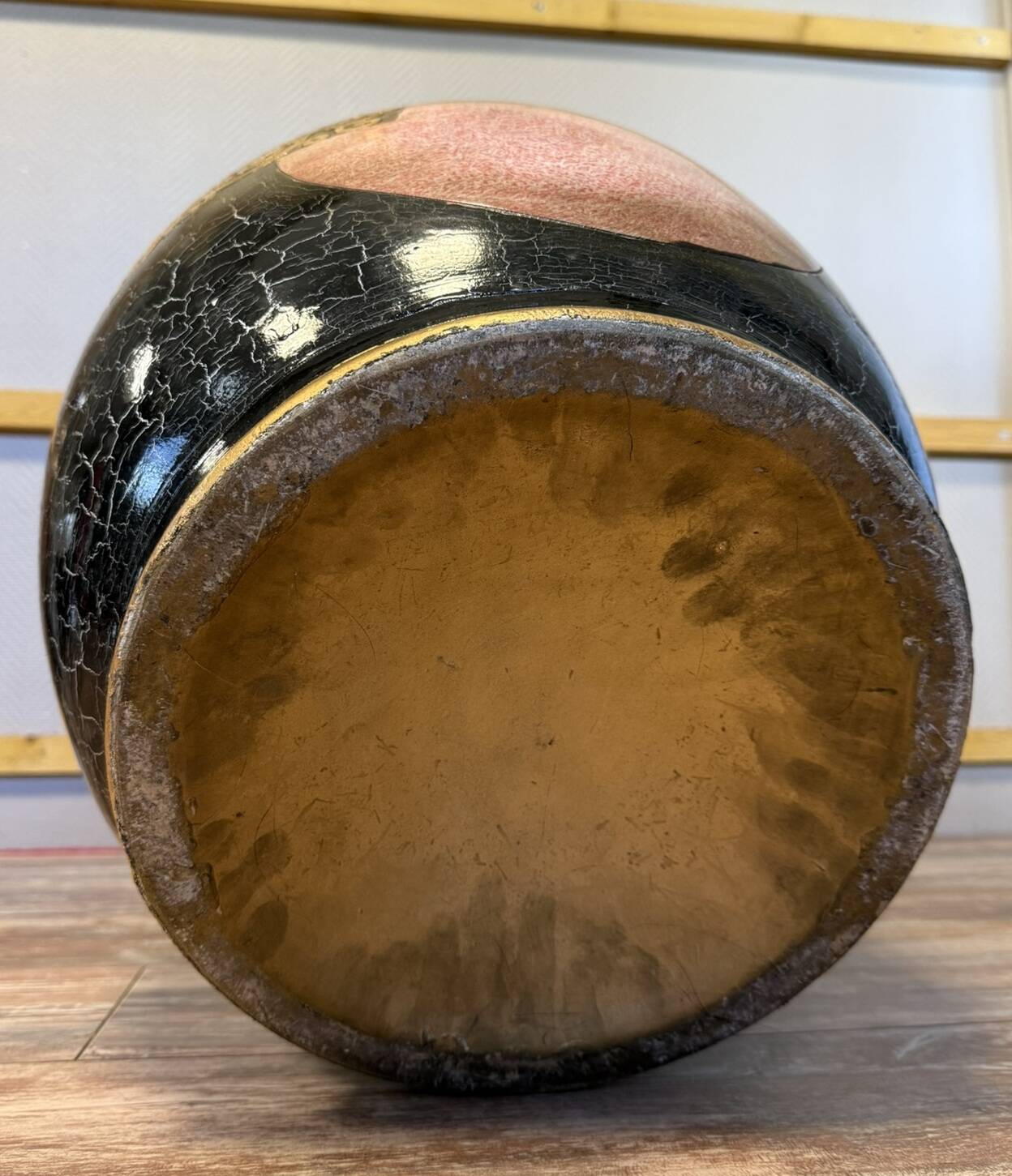 monumental terracotta vase, lacquered and enameled