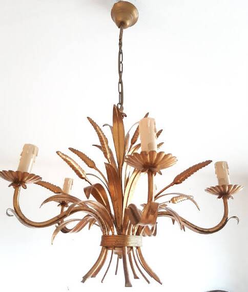Hollywood Regency style ear of wheat chandelier, circa 1960