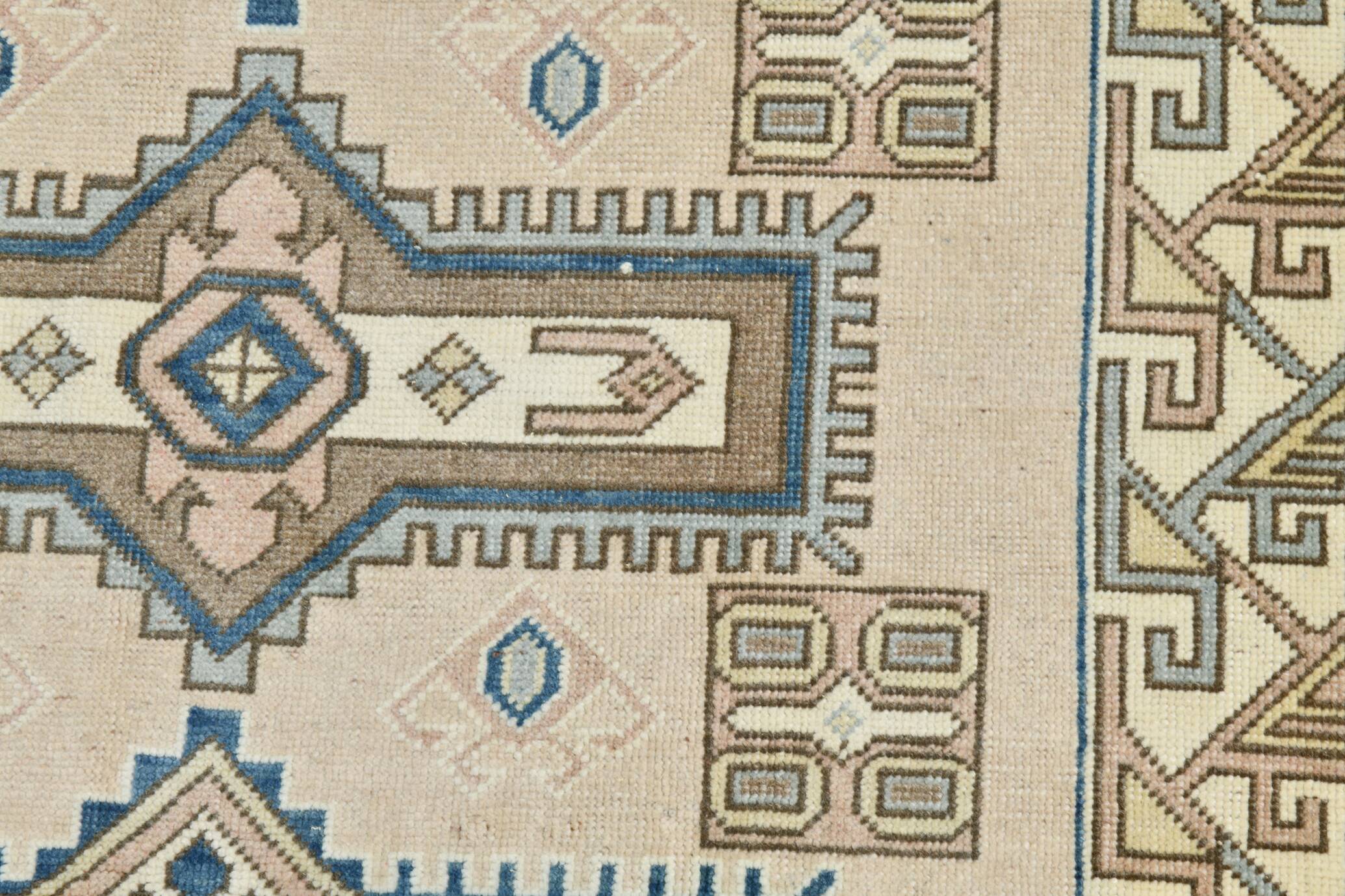 3x6 Cream Blue Oriental Vintage Rug, 109x187Cm