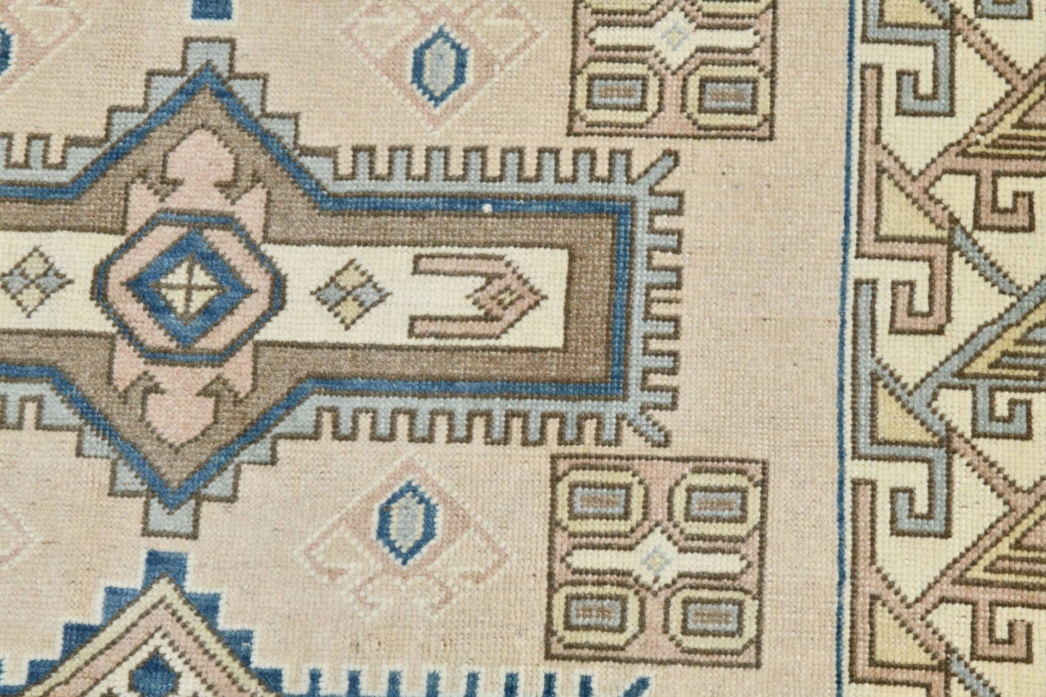 3x6 Cream Blue Oriental Vintage Rug, 109x187Cm