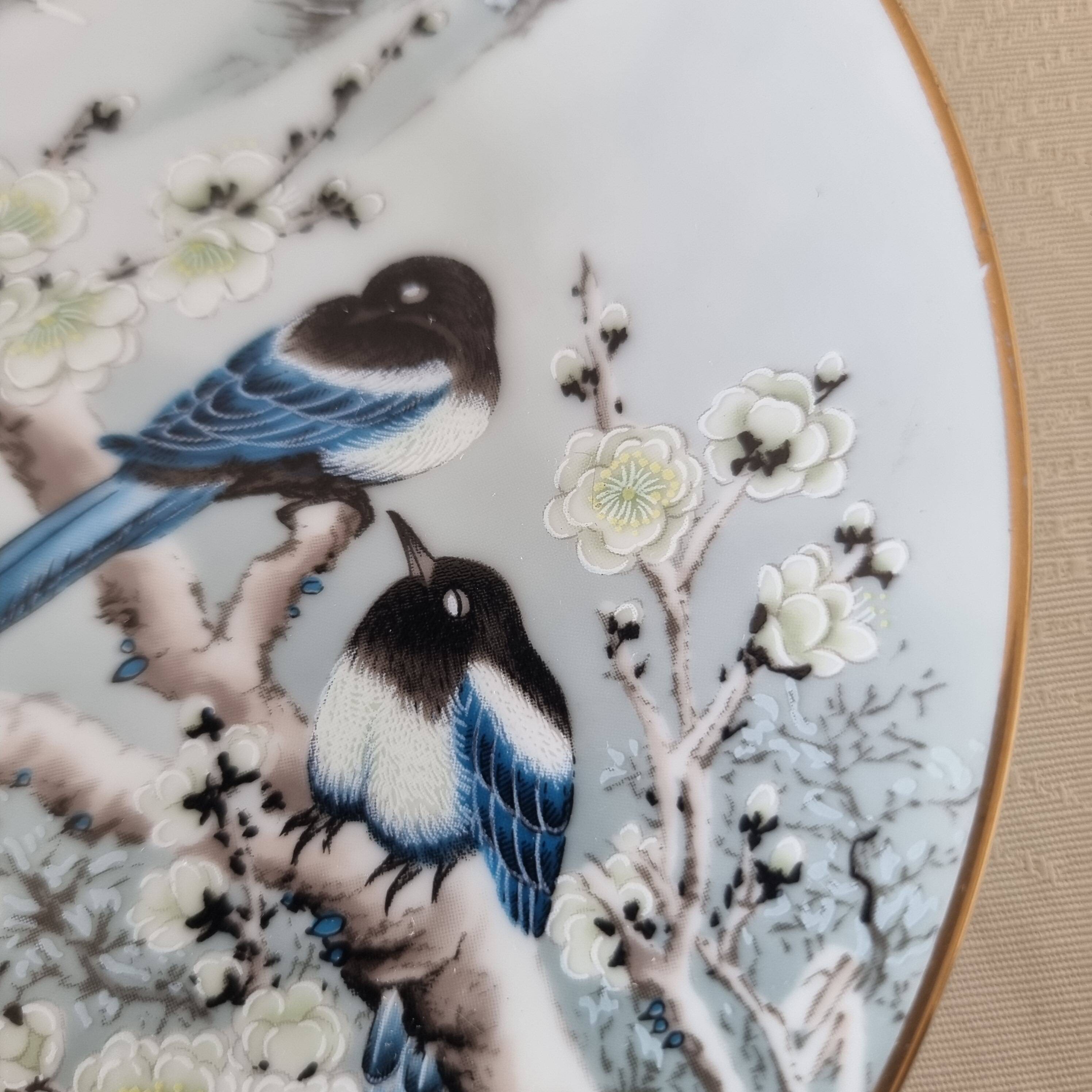 Pair of vintage Franklin Japanese hand-painted porcelain plates