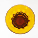 Art Deco Moser Karlsbad Large Amber Glass Vase with Oroplastic Frieze