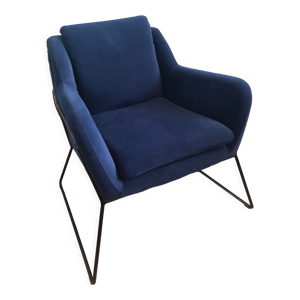 fauteuil velours bleu