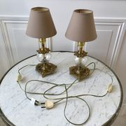 Pair of table lamps in bronze and glass early twentieth century