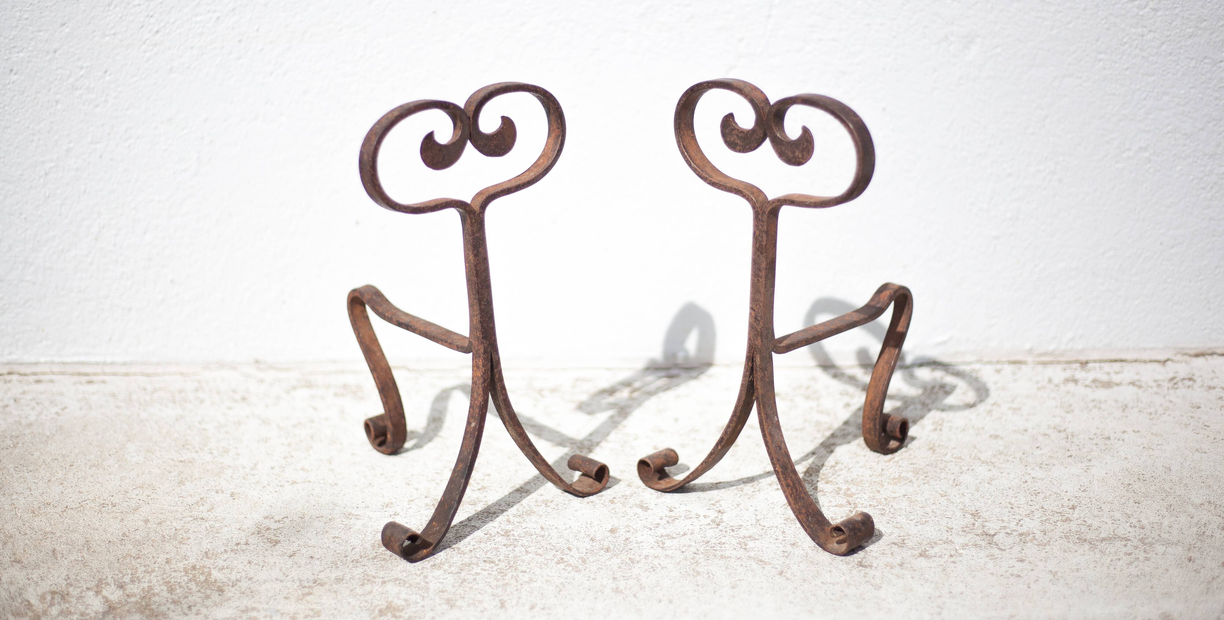Wrought iron fireplace andirons