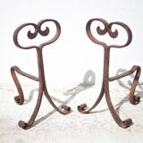 Wrought iron fireplace andirons