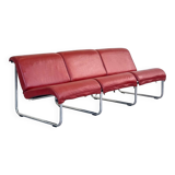 Red leather Remmi sofa by Yrjö Kukkapuro