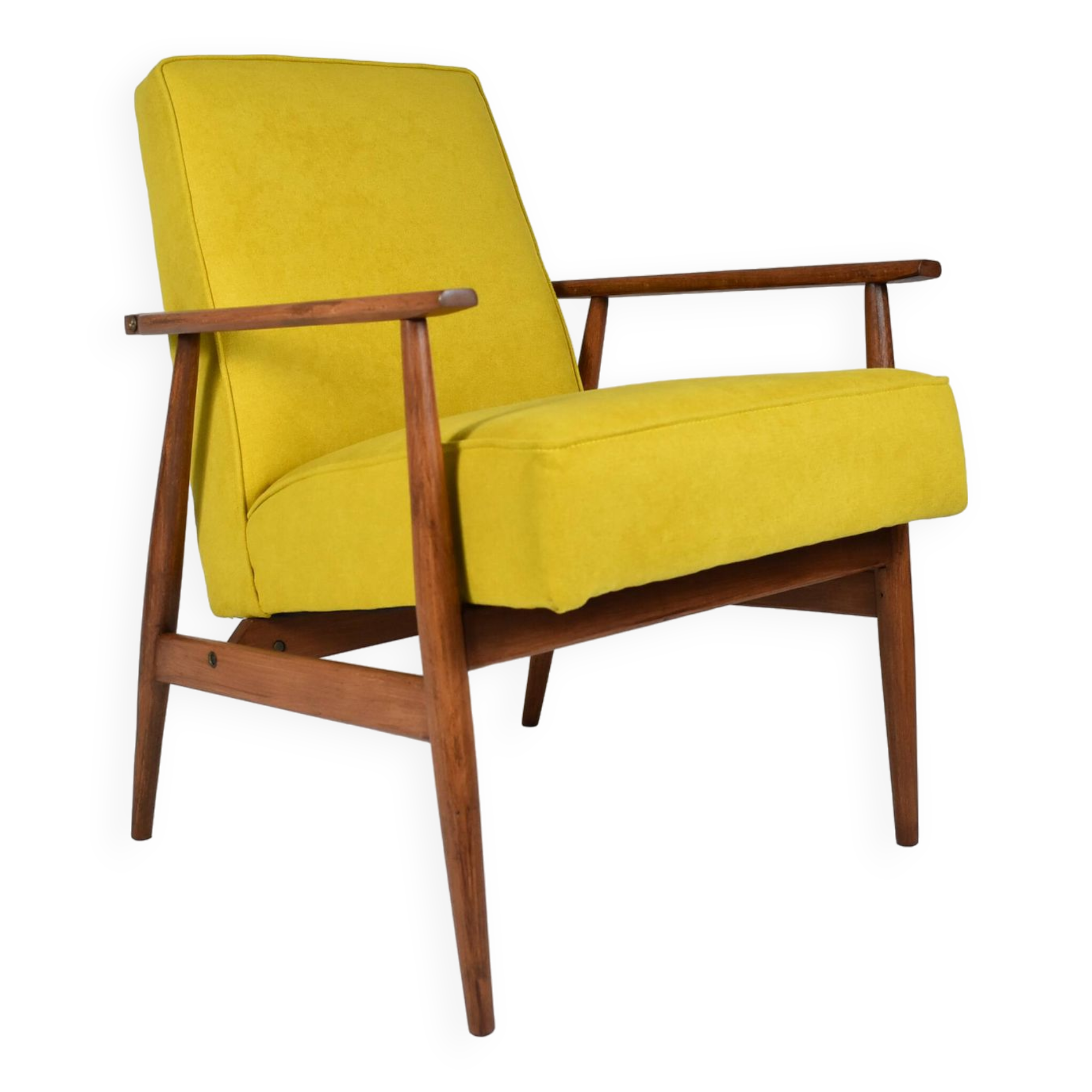 Fauteuil original "FOX", Pologne années 1970, entièrement restauré, jaune