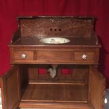 Meuble de salle de bain antique-art avec vasque basculante faïence fleurie