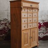 Solid oak dressmaker's cabinet with 13 drawers and 1 door