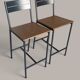Paire de tabourets de bar design industriel - Métal noir et bois