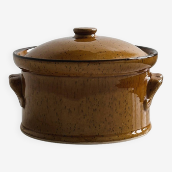 Small pot - Round terrine - Old ceramic oven dish.