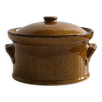 Small pot - Round terrine - Old ceramic oven dish.