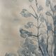 Tableau Aquarelle signé monochrome blue jeans « la forêt bleue »