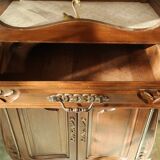 Curved display case in solid walnut, mid-20th century