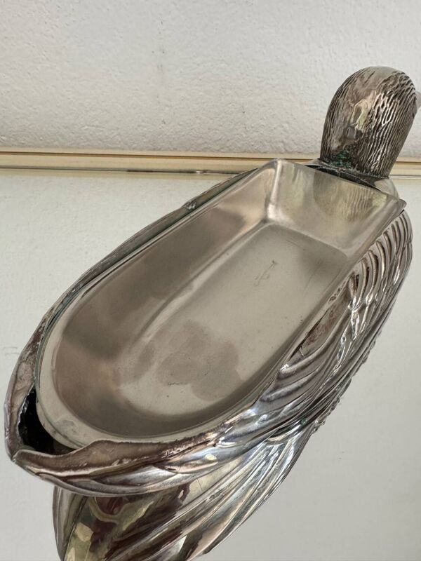 Plat à foie gras zoomorphe métal argenté