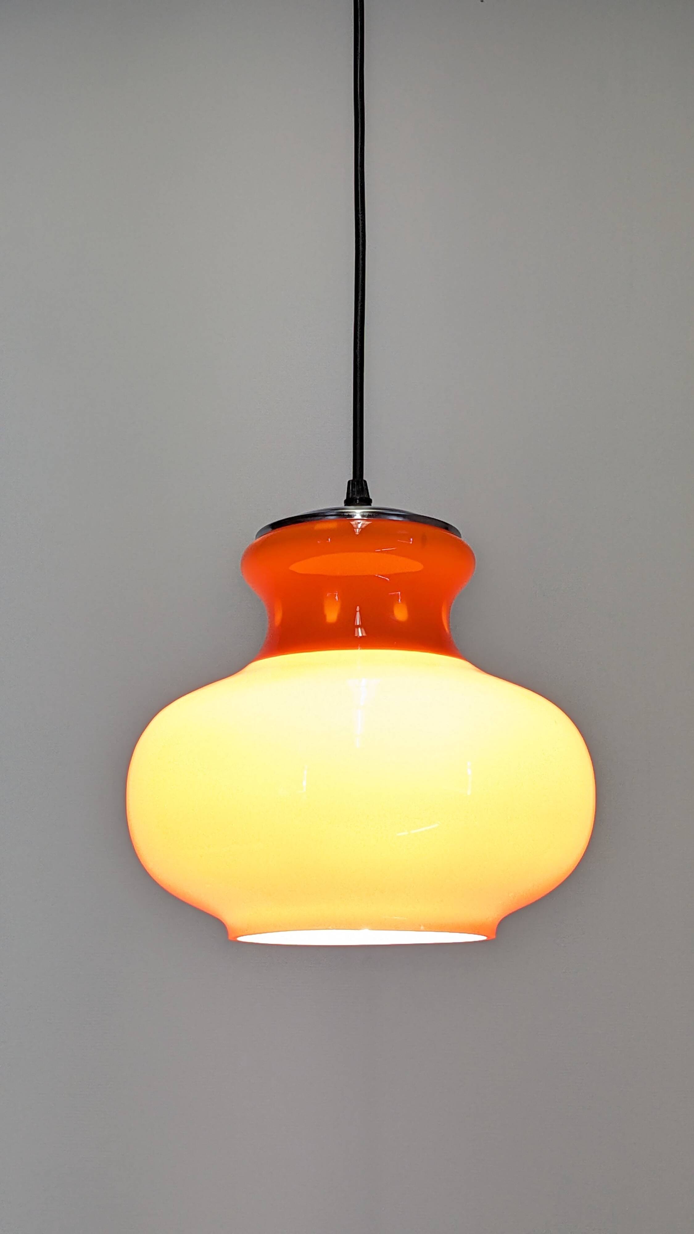 Orange opaline pendant light from the 60s/70s