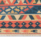 Persian kilim, handwoven oriental qashqai flat woven wool rug- 207x296cm