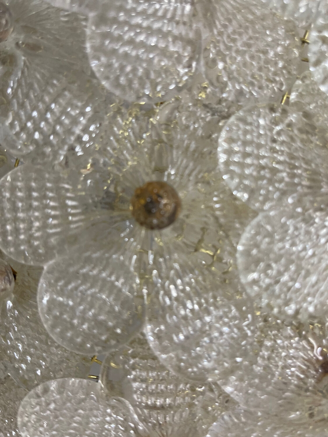 Large Murano Glass Flower Flush Mount Ceiling Light Attributed to Segu