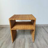 60s woven metal wicker bedside table