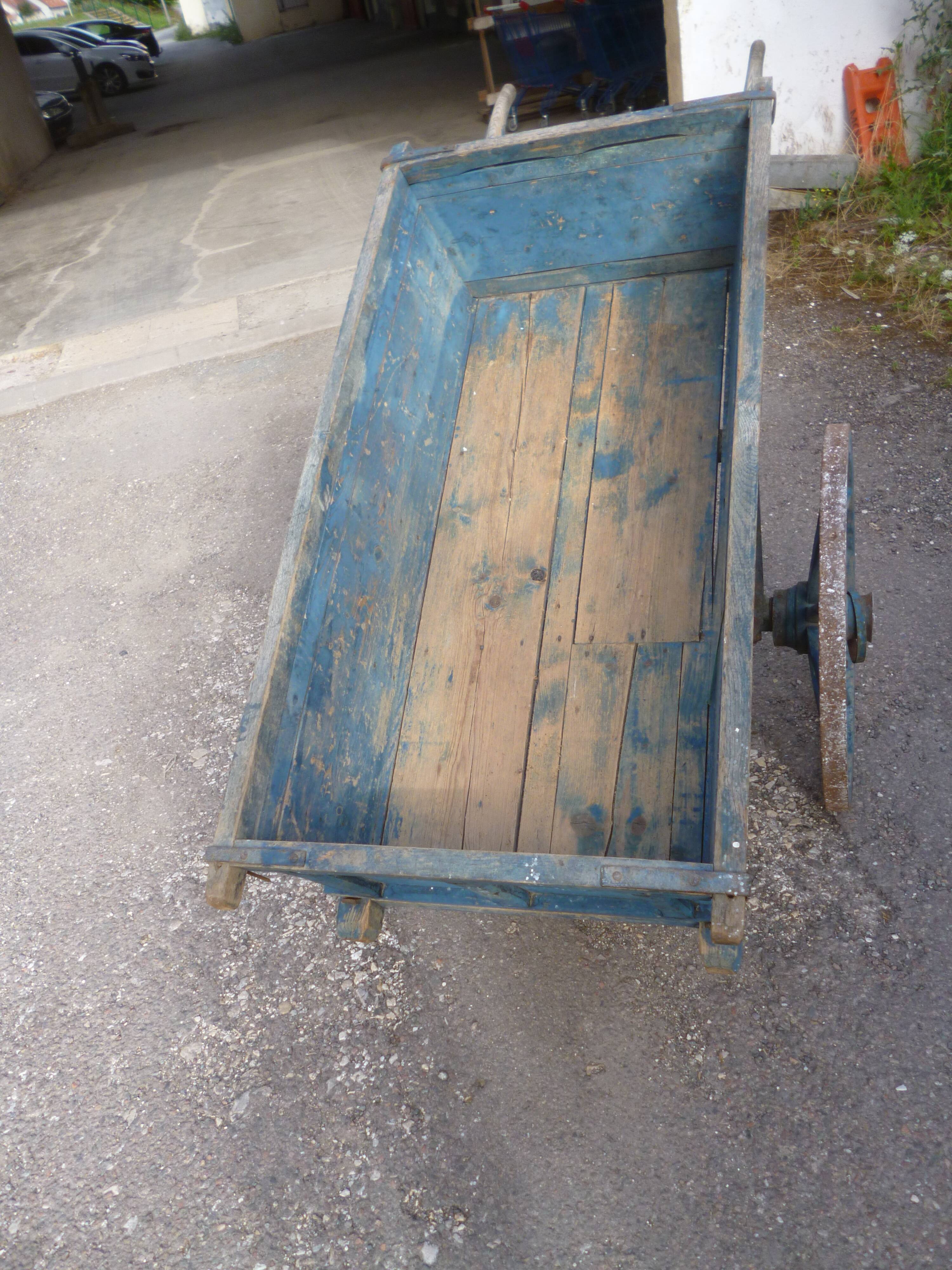 Old blue patina cart