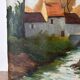 House by the river, oil on canvas signed