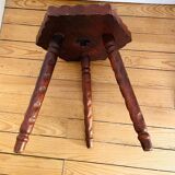 Vintage wooden tripod stool with turned legs