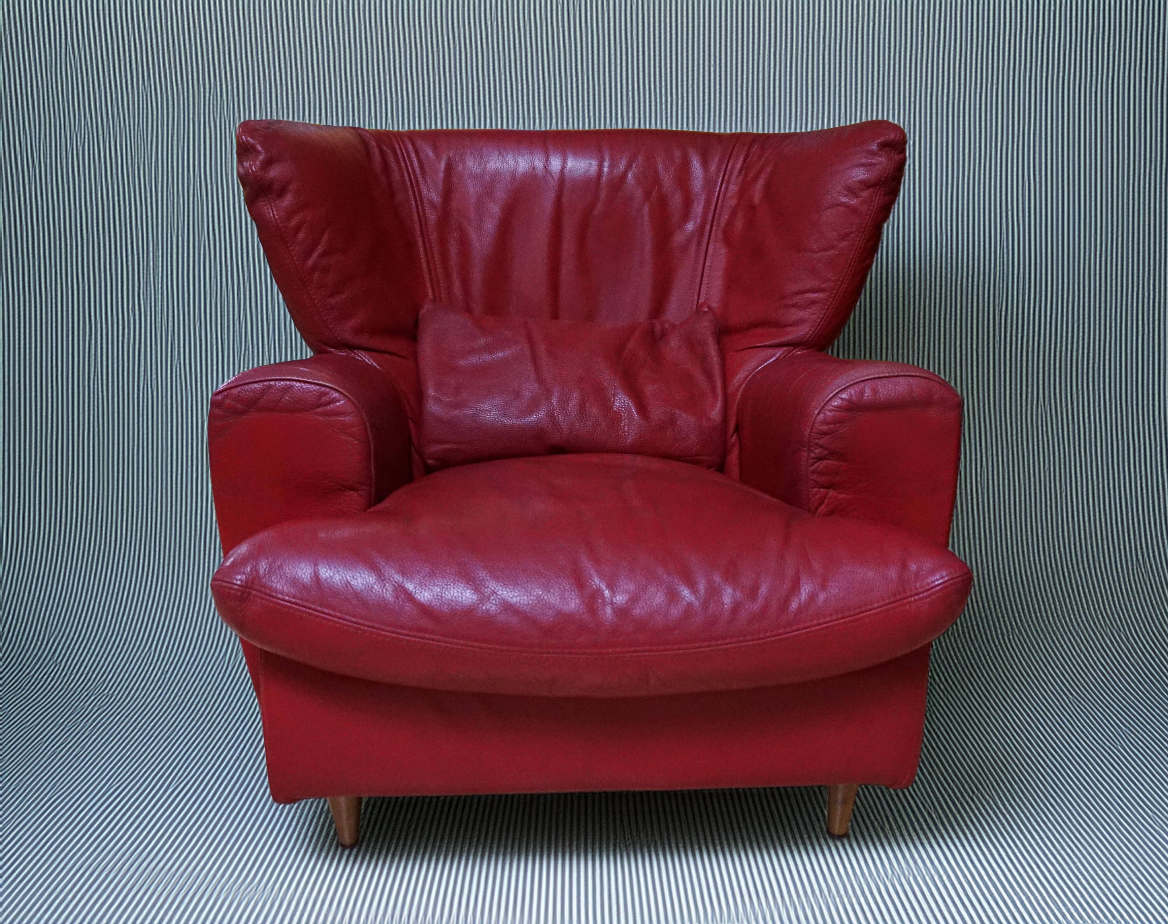Vintage red leather Lounge Chair by Calia Italia, 1990s