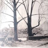 Paris Quai d'Orléans Etching Signed Jean Jules Dufour 1889 1973