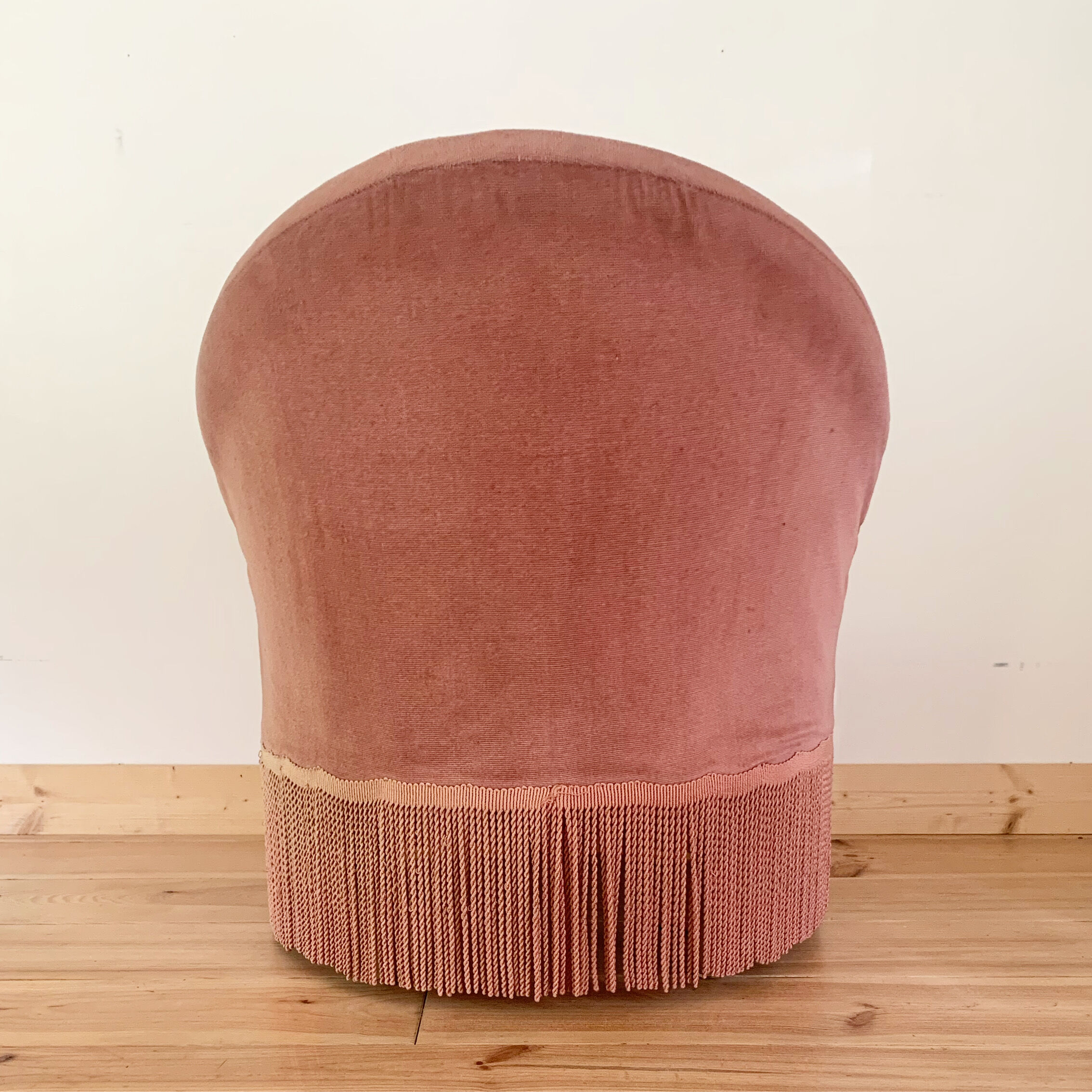 Fauteuil crapaud en velours rose