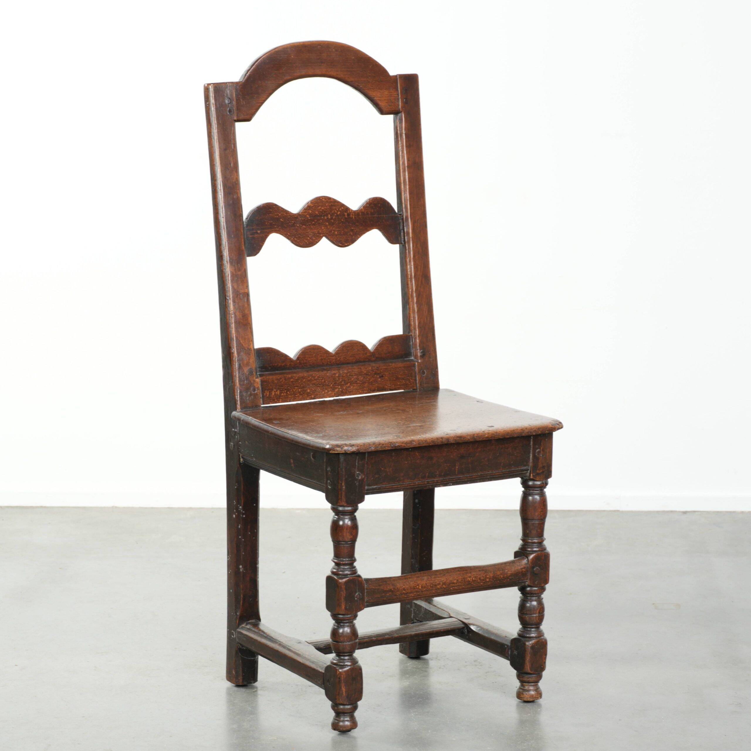 French antique Lorraine chair made of oak from the 18th century