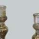 Pair of candle holders in eglomerized glass