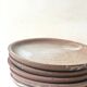 handmade ceramic dessert service in pyrite beige stoneware, France 1950