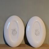 Set of 2 vintage oval plate ravioli with flower motif Moulin des Loups France