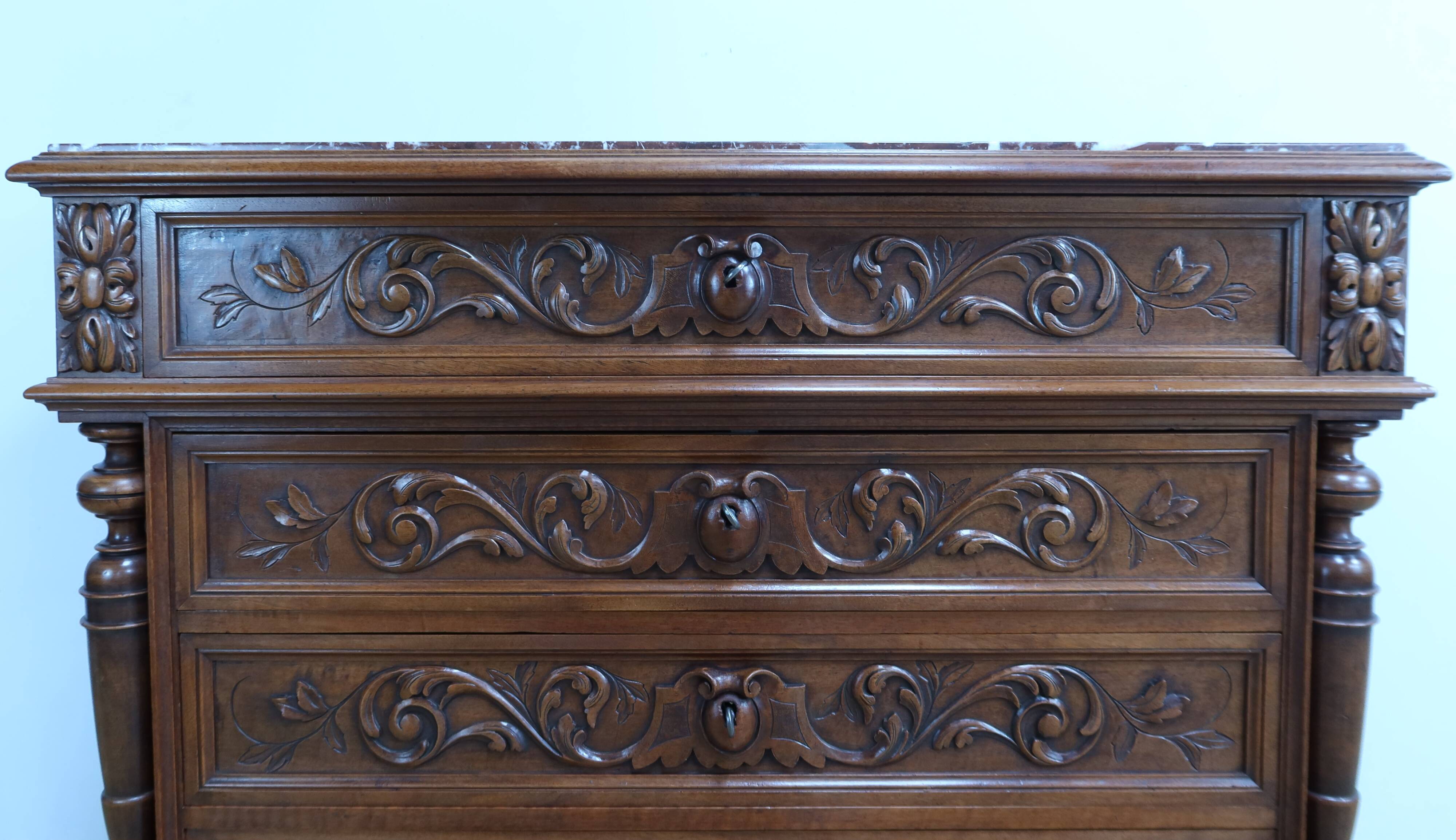 Walnut Commode by P. Guinand-Leglas, Renaissance style – 1920